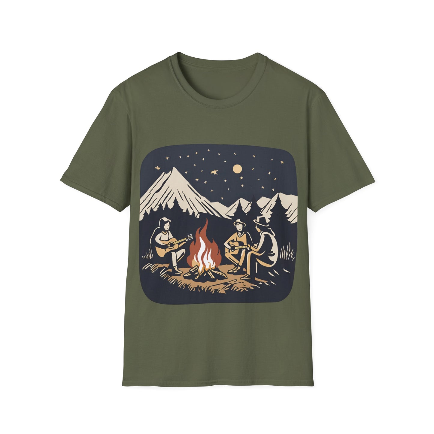 Campfire Starry Night Music - T Shirt