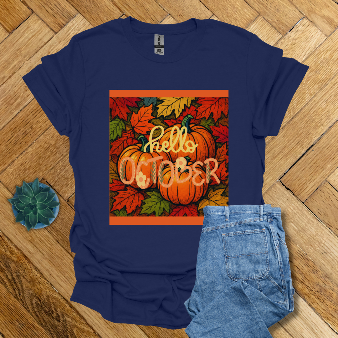 Hello October Fall Seasonal - T Shirt