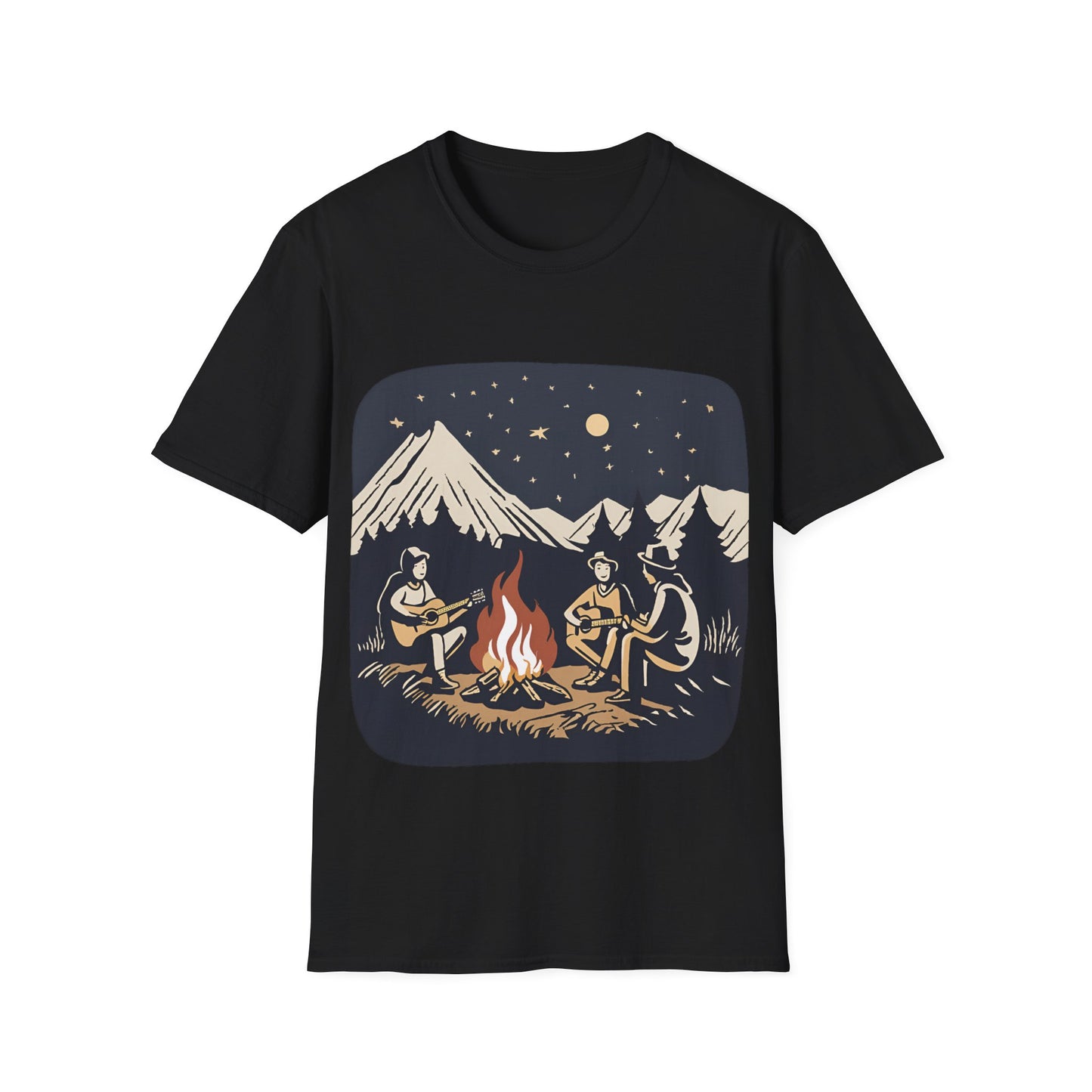 Campfire Starry Night Music - T Shirt