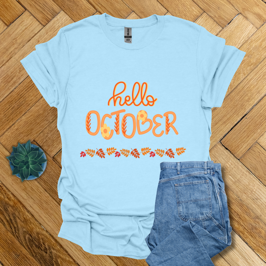 Hello October Fall Seasonal - T Shirt