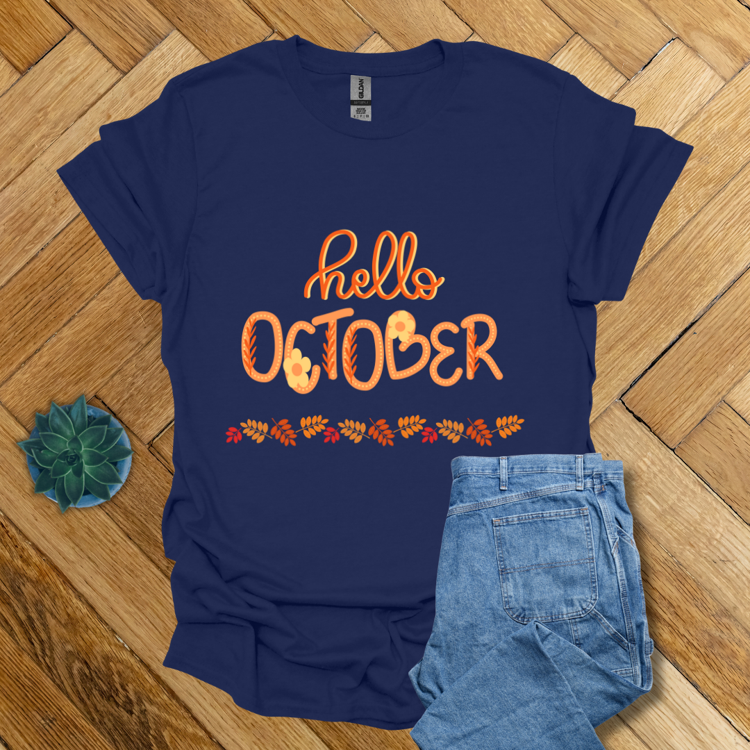 Hello October Fall Seasonal - T Shirt