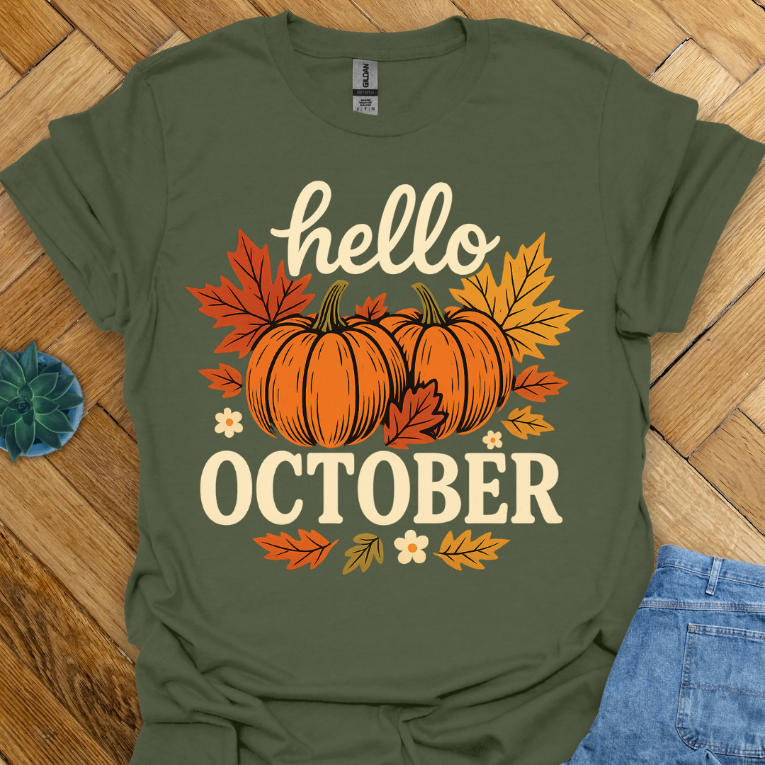 Hello October Fall  T-Shirt