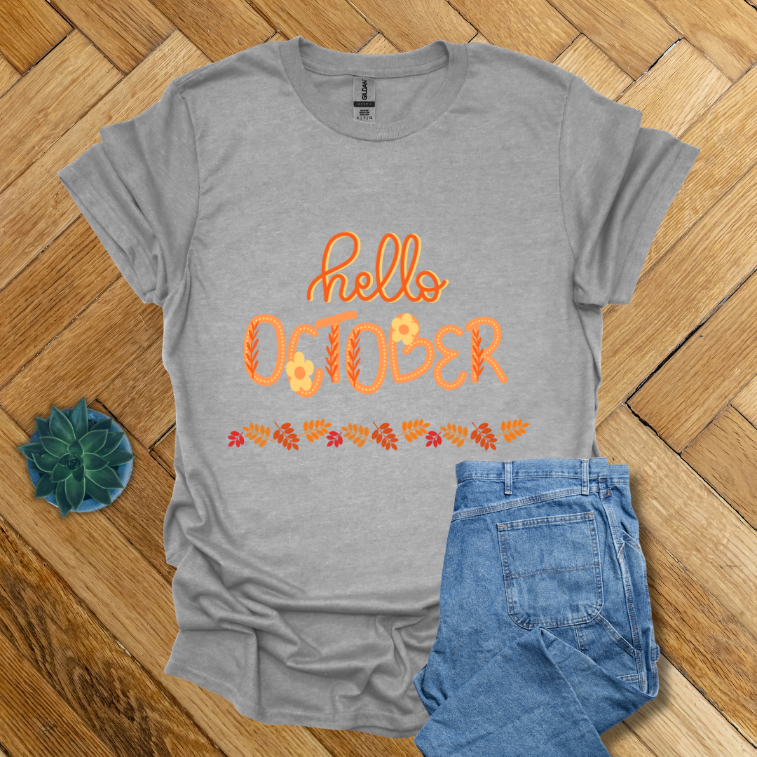 Hello October Fall Seasonal - T Shirt
