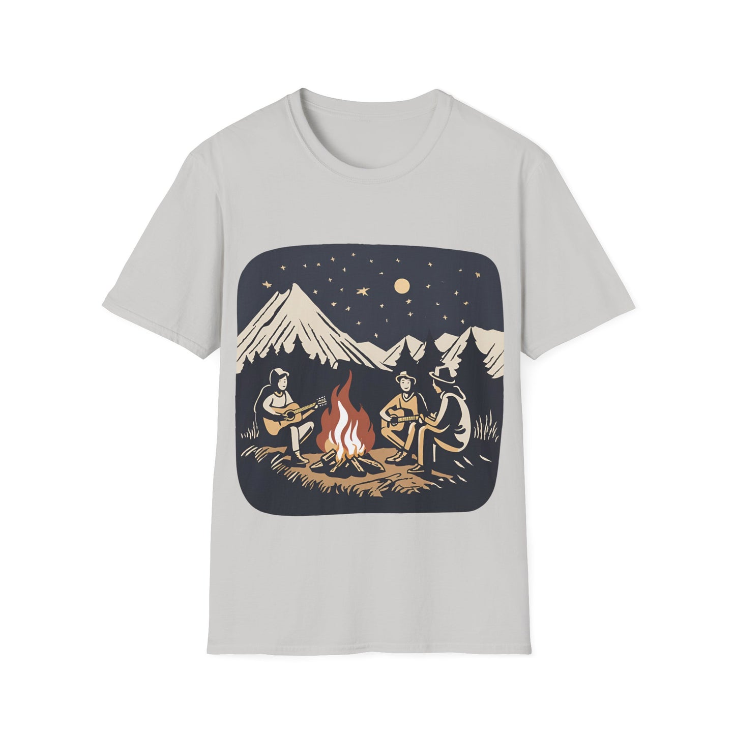Campfire Starry Night Music - T Shirt