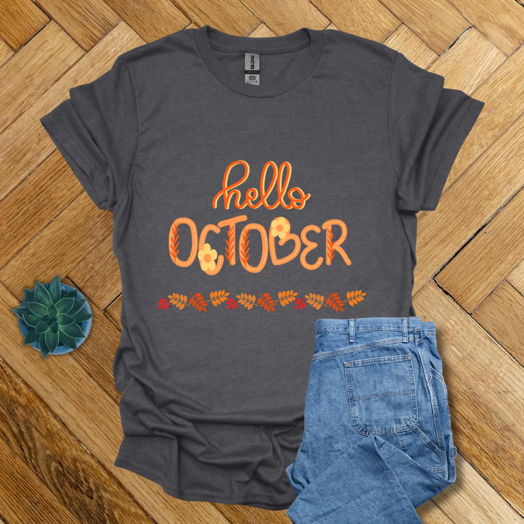 Hello October Fall Seasonal - T Shirt