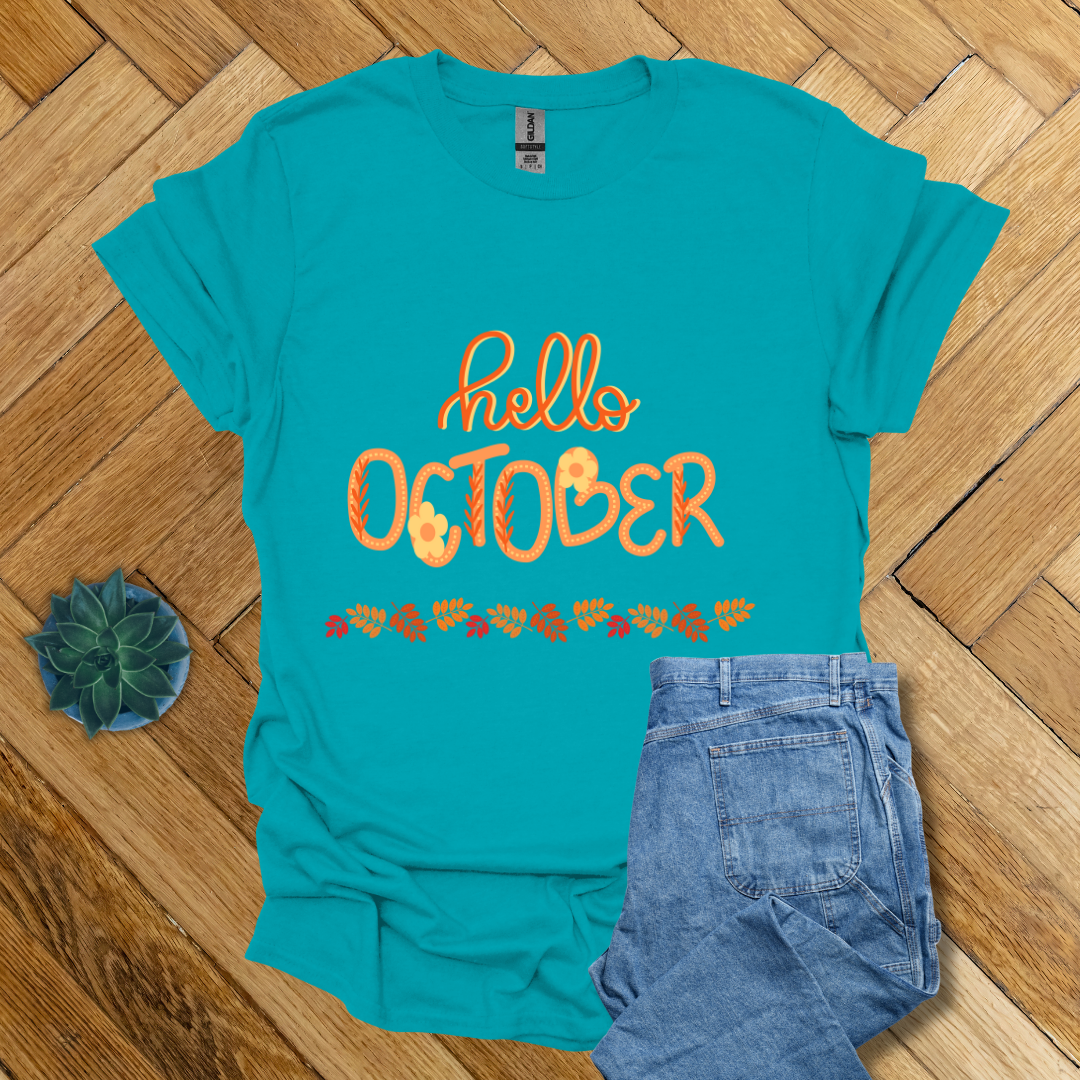 Hello October Fall Seasonal - T Shirt