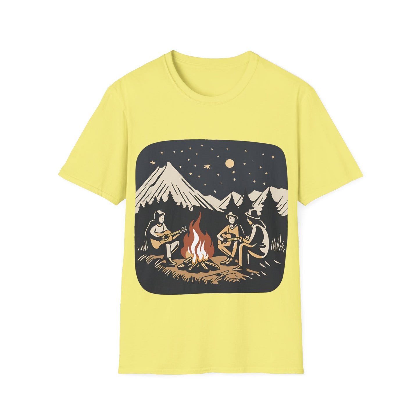 Campfire Starry Night Music - T Shirt