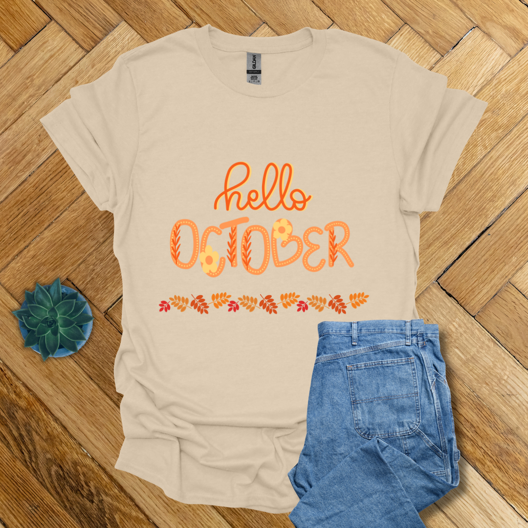 Hello October Fall Seasonal - T Shirt