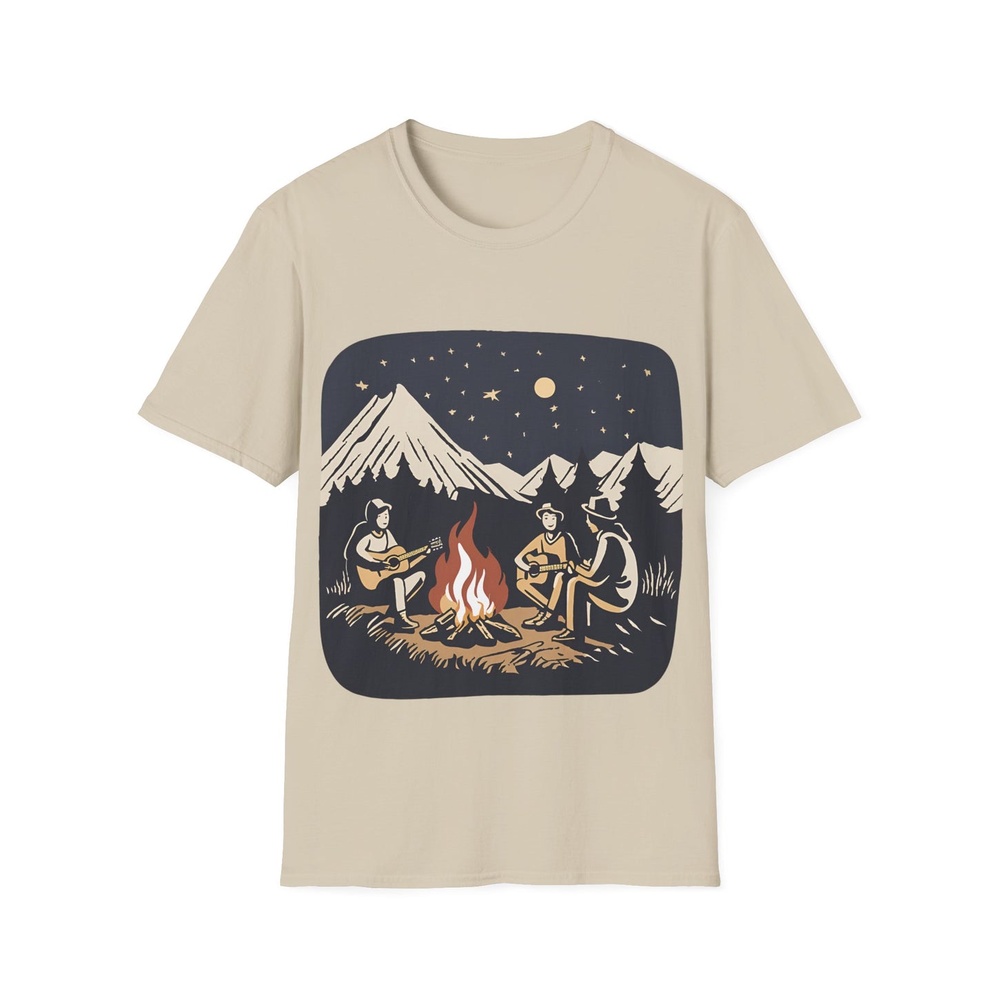 Campfire Starry Night Music - T Shirt