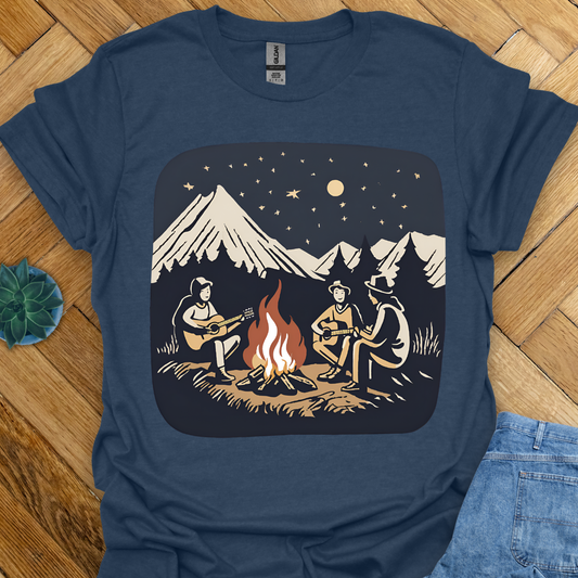 Campfire Starry Night and Music T-Shirt
