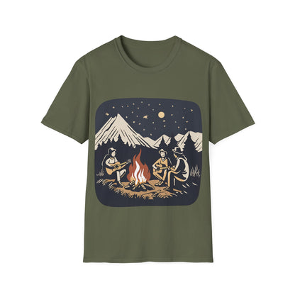 Campfire Starry Night Music - T Shirt