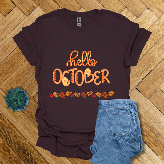 Hello October Fall Seasonal  - T Shirt