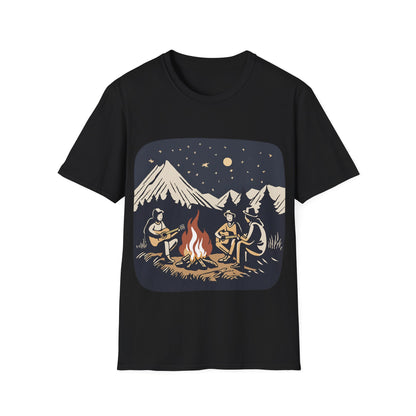 Campfire Starry Night Music - T Shirt