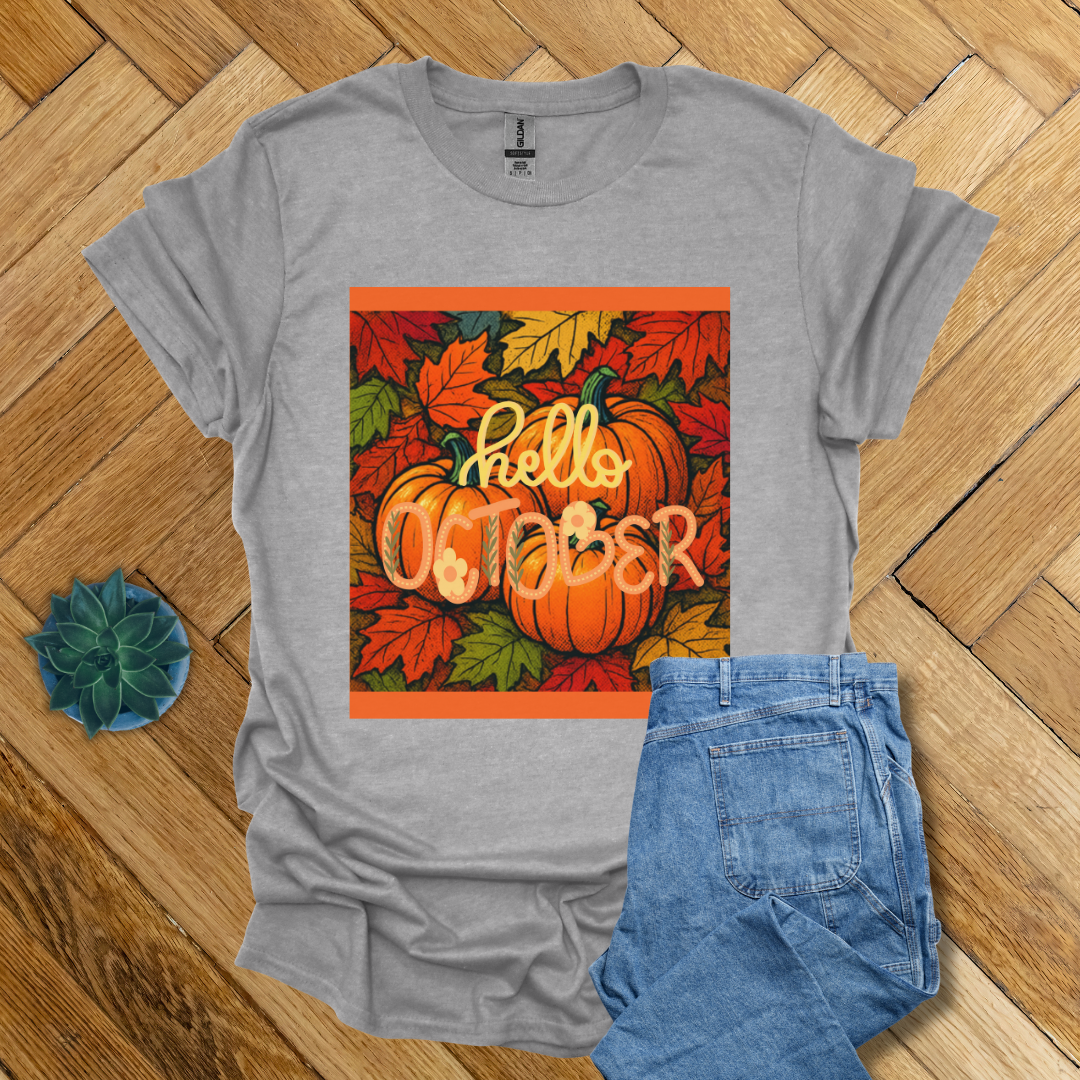 Hello October Fall Seasonal  - T Shirt