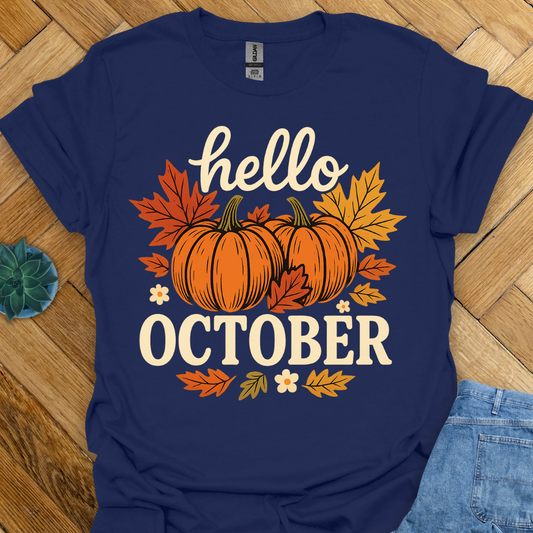 Hello October Fall  T-Shirt