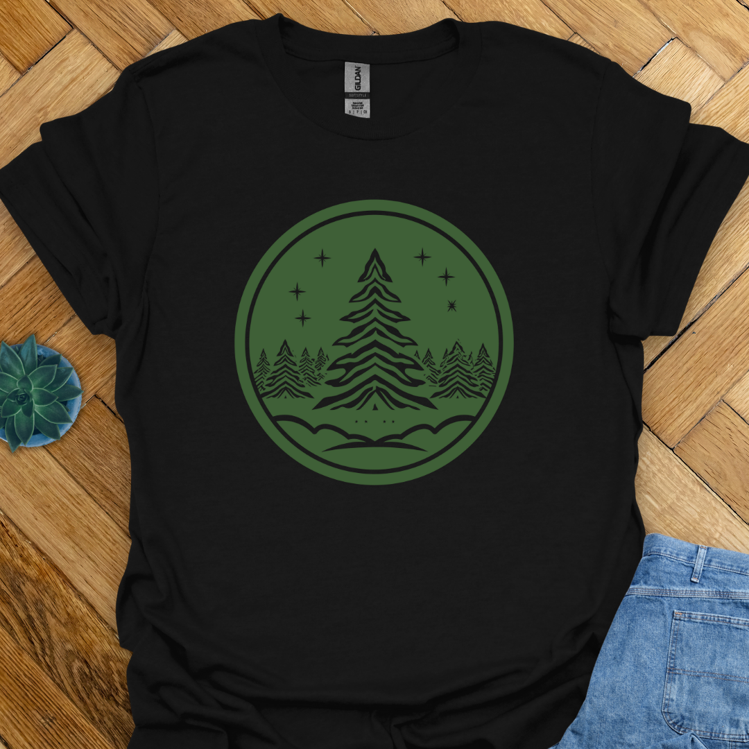 Evergreen Pines – Calm Forest Badge T-Shirt