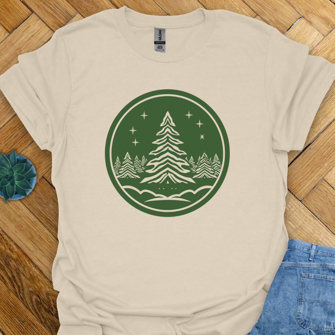 Evergreen Pines – Calm Forest Badge T-Shirt
