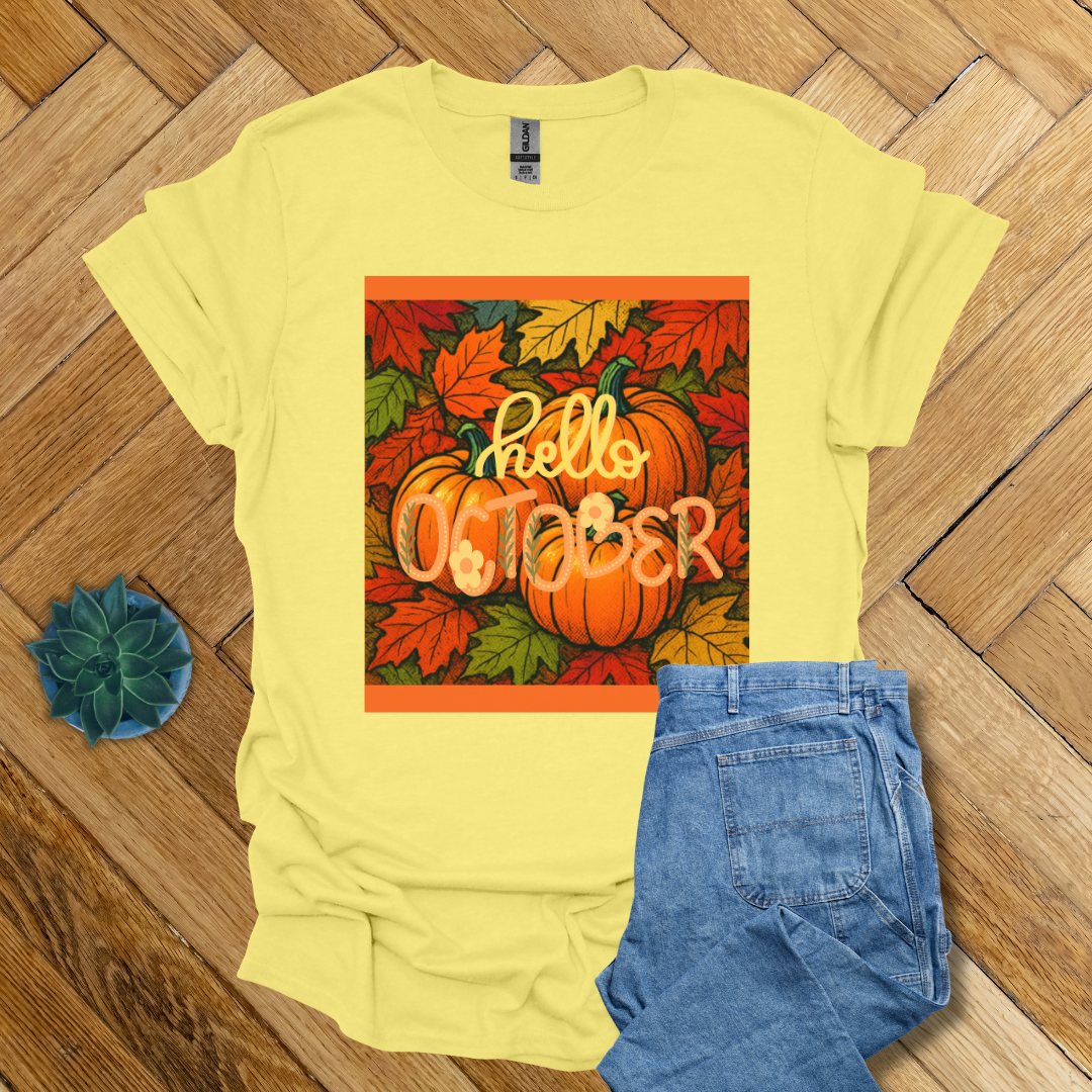 Hello October Fall Seasonal  - T Shirt