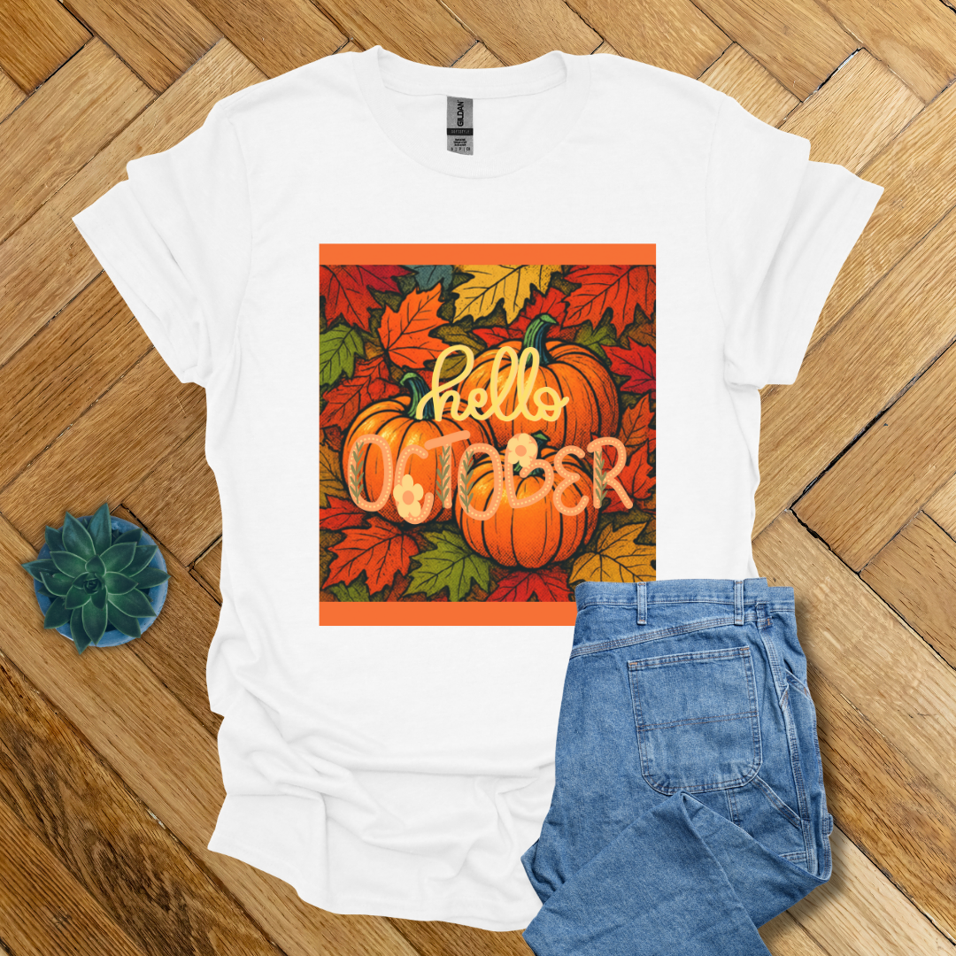 Hello October Fall Seasonal  - T Shirt