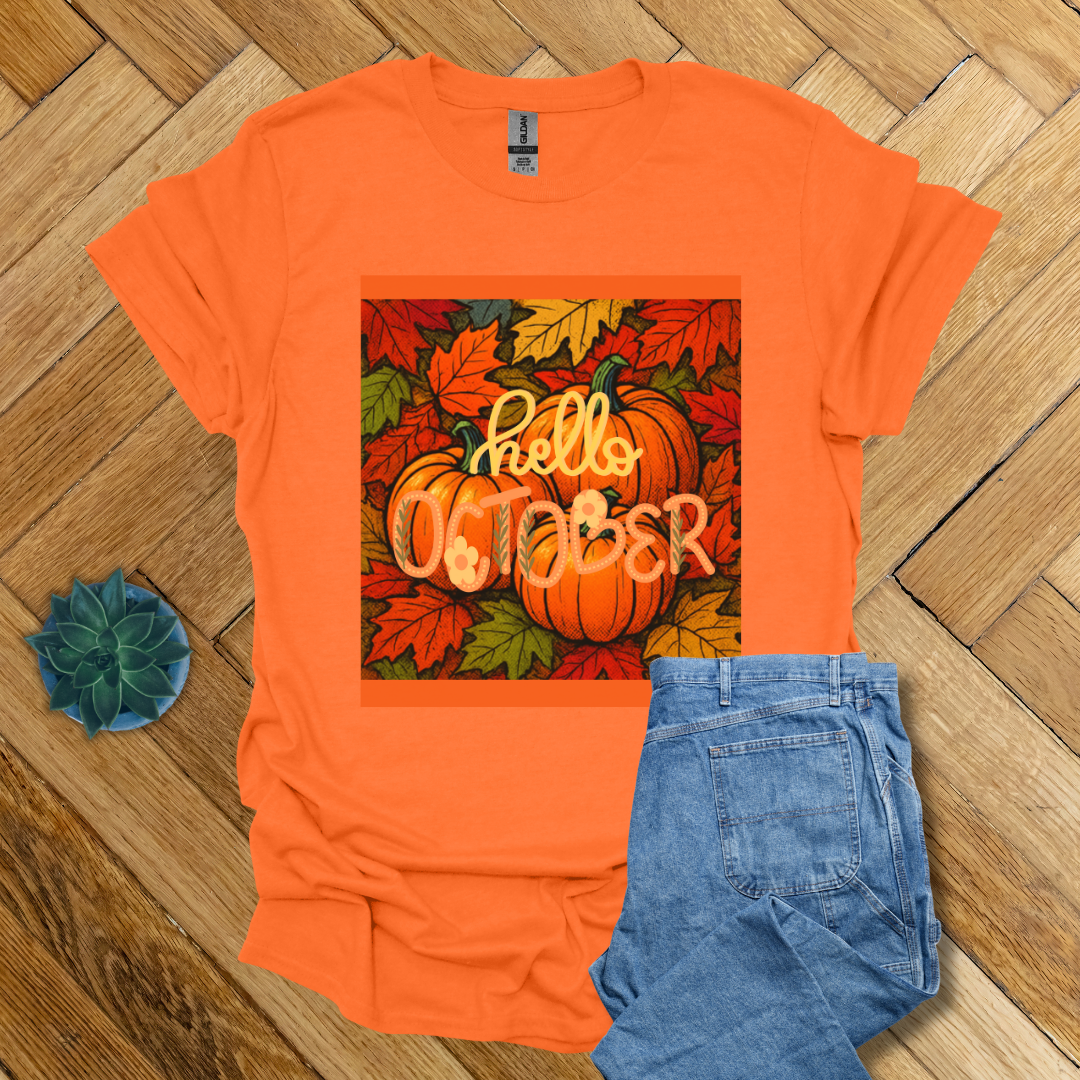 Hello October Fall Seasonal  - T Shirt