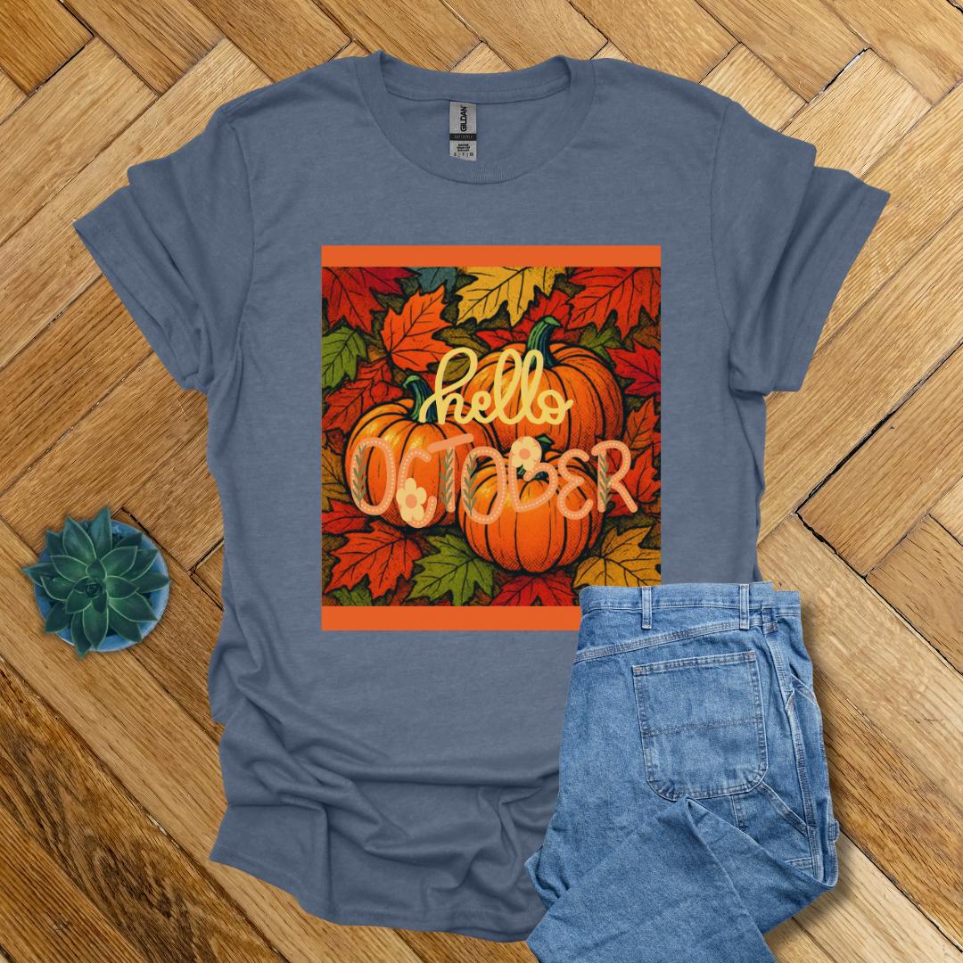 Hello October Fall Seasonal  - T Shirt